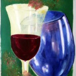 Gläser mit Weinlaub